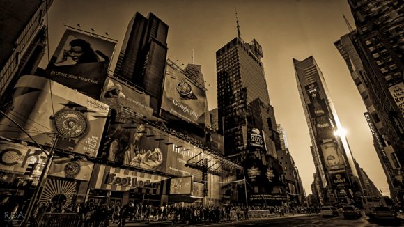 New York time square in sepia